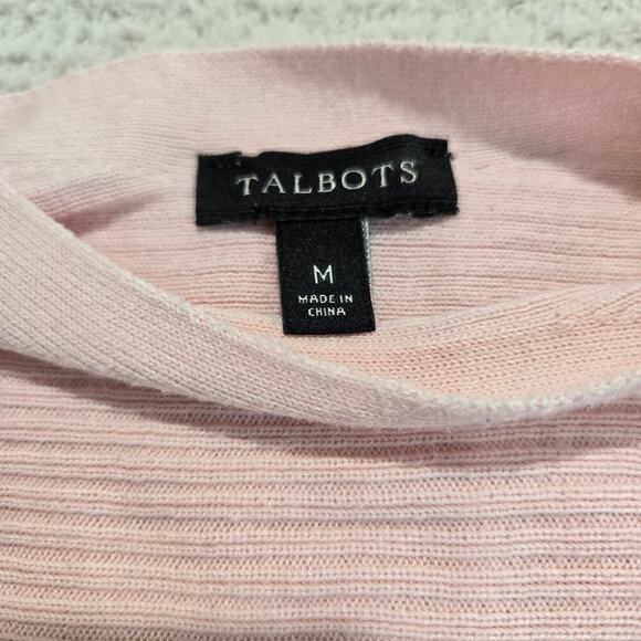 Talbots Short Sleeve Ribbed Knit Top Sweater Sz M Pink Minimalist Capsule - Picture 4 of 9